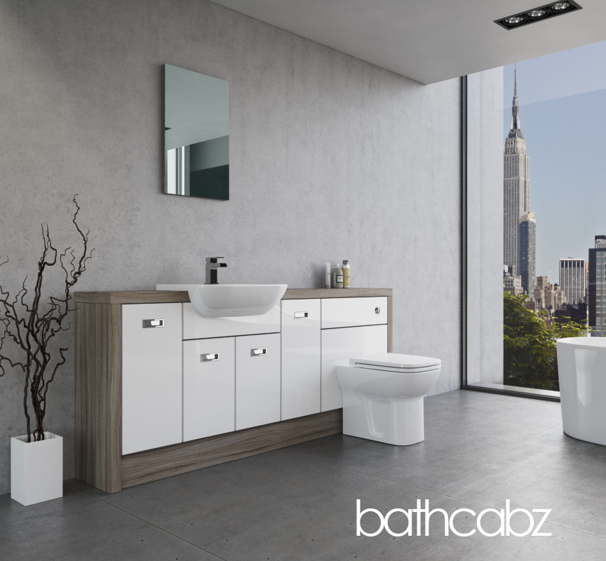 ATHENA DRIFTWOOD BASE UNITS BATHROOM FITTED FURNITURE