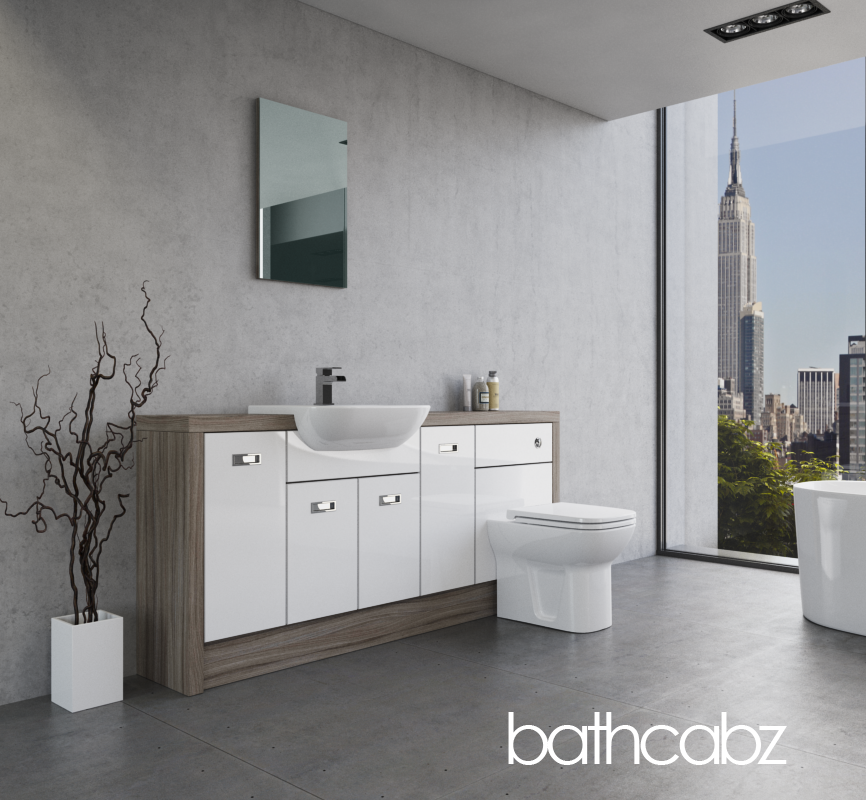 ATHENA DRIFTWOOD BASE UNITS BATHROOM FITTED FURNITURE