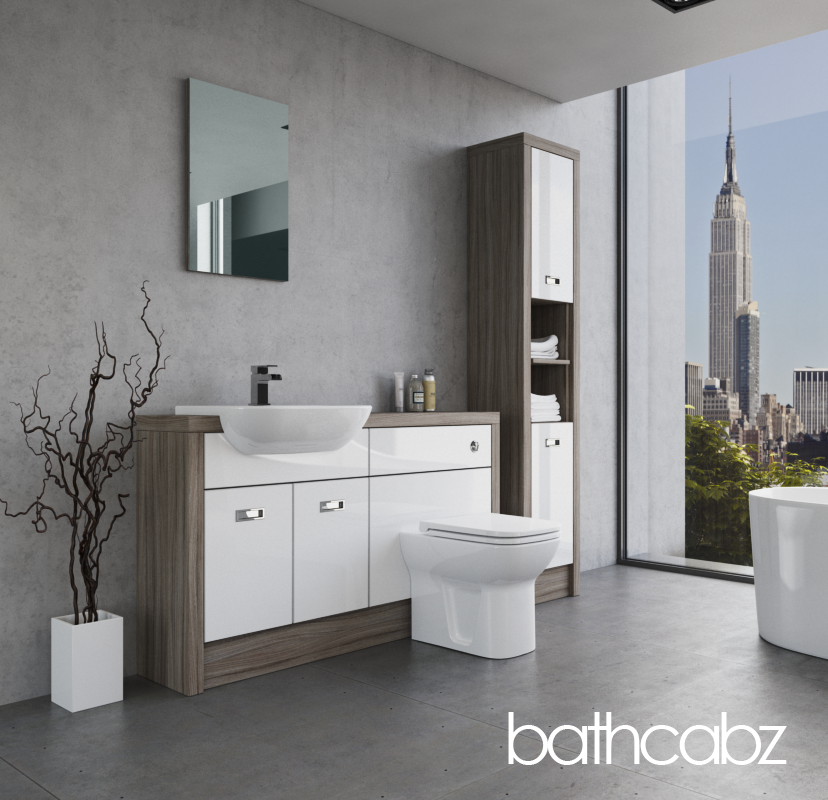 ATHENA DRIFTWOOD BASE & TALL UNIT BATHROOM FITTED FURNITURE