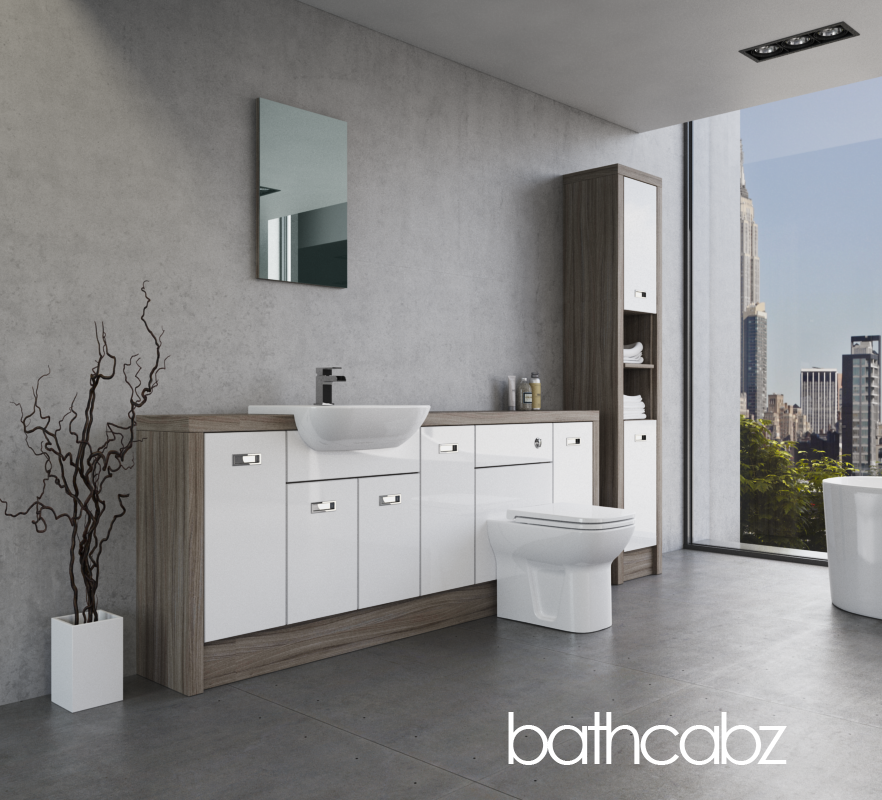 ATHENA DRIFTWOOD BASE & TALL UNIT BATHROOM FITTED FURNITURE