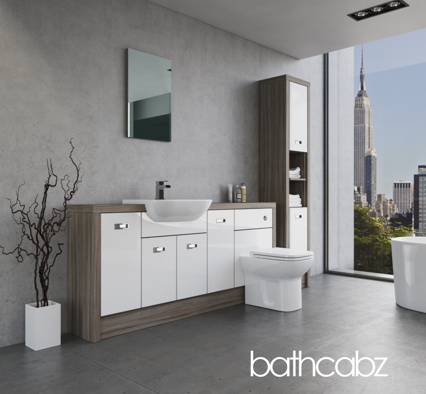 ATHENA DRIFTWOOD BASE & TALL UNIT BATHROOM FITTED FURNITURE