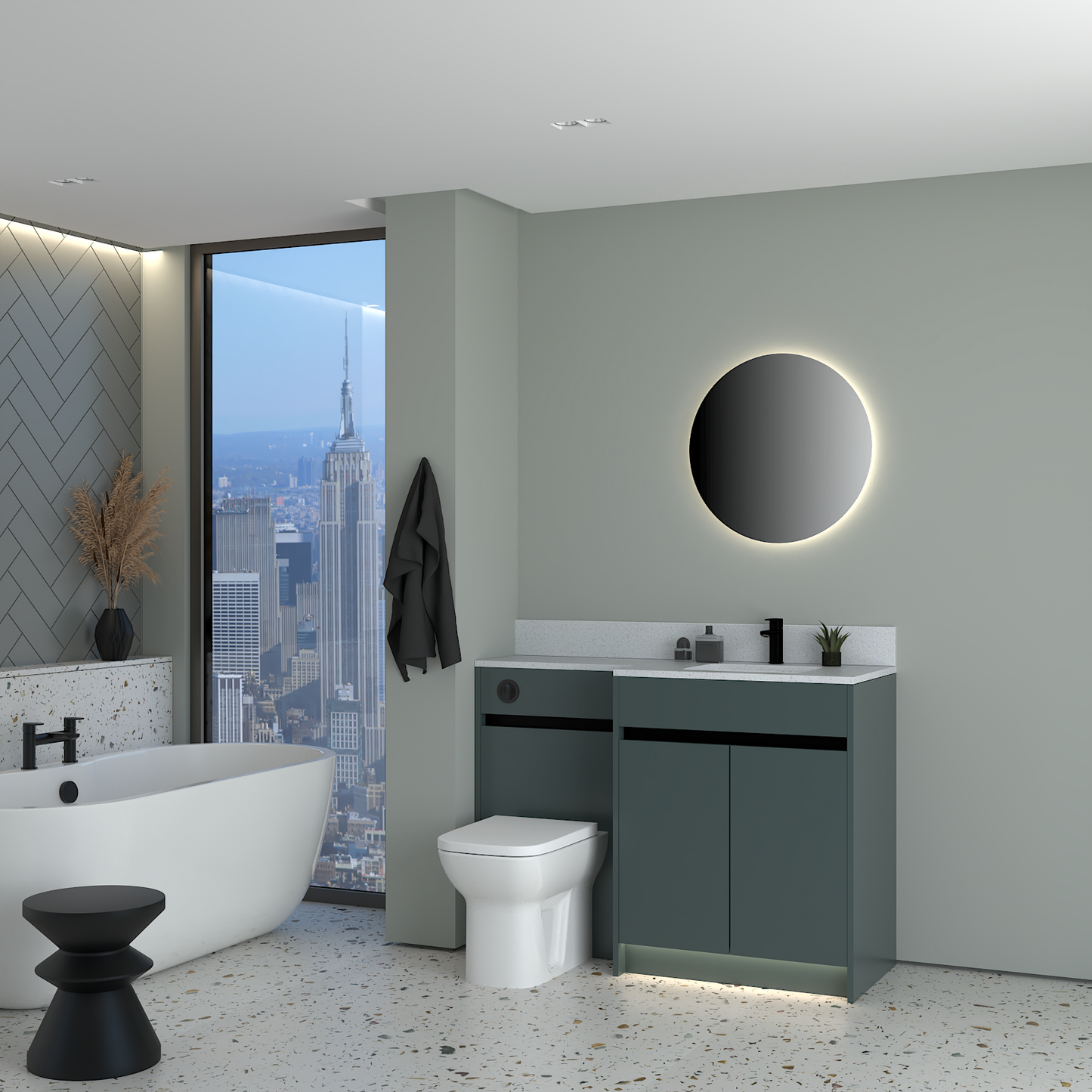 ELANA MATT WITH BLACK PROFILE & TAP BASE UNITS BATHROOM FITTED FURNITURE