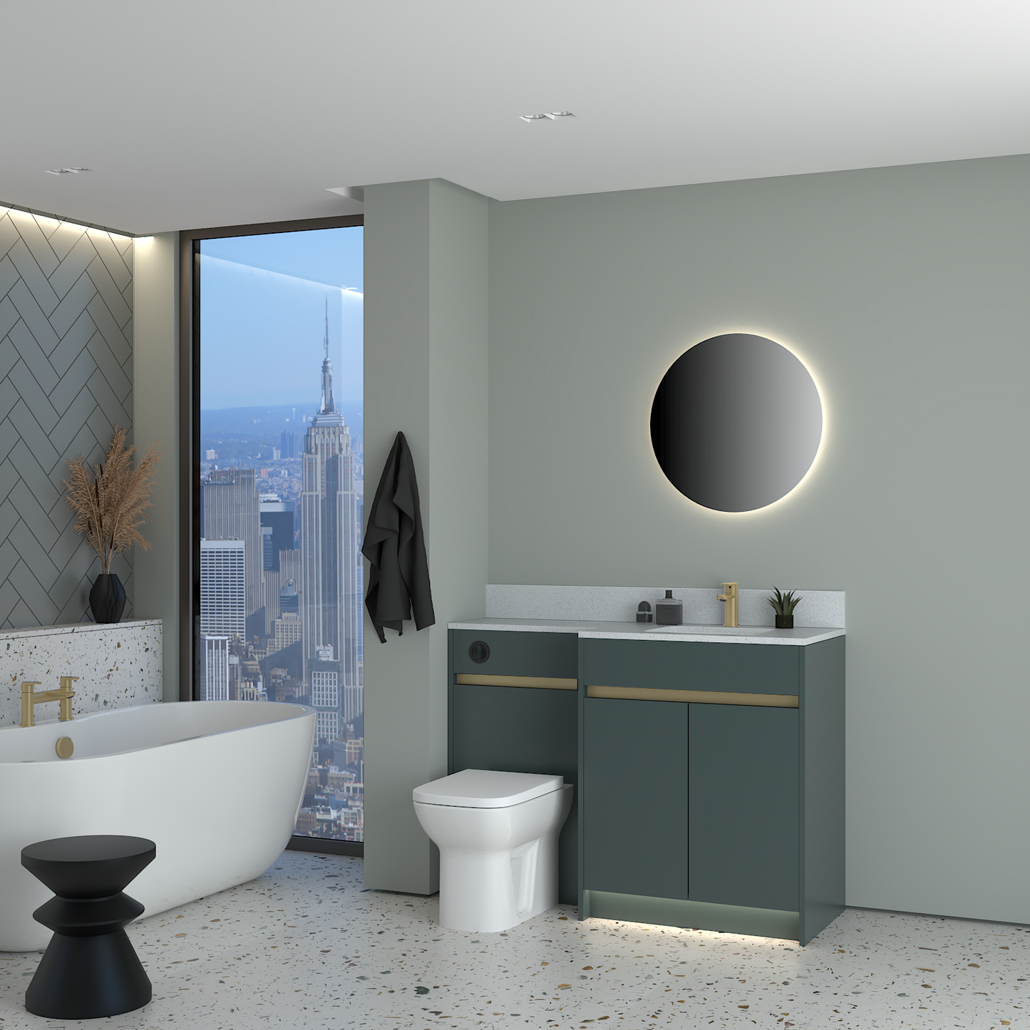 ELANA MATT WITH BRASS PROFILE & TAP BASE UNITS BATHROOM FITTED FURNITURE