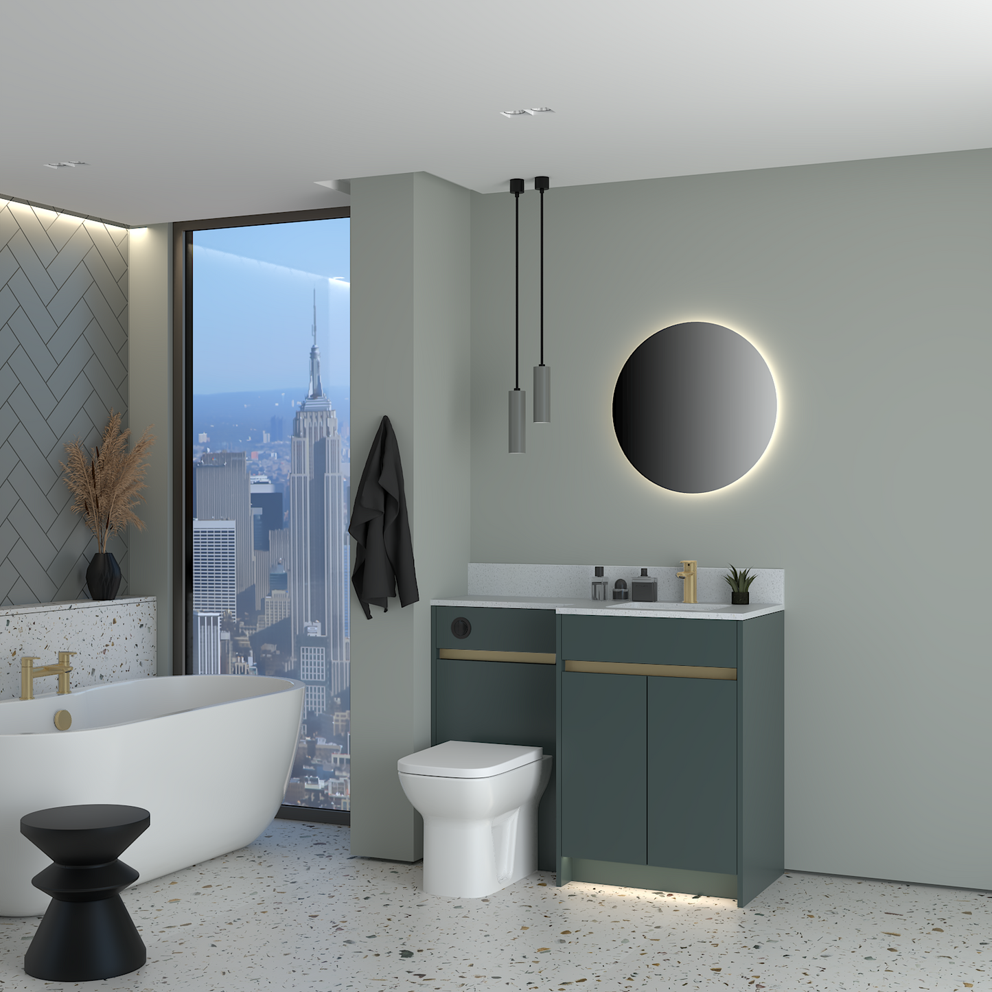 ELANA MATT WITH BRASS PROFILE & TAP BASE UNITS BATHROOM FITTED FURNITURE