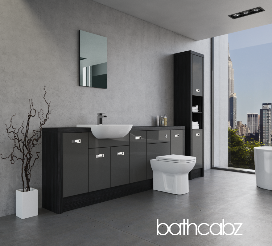 ATHENA HACIENDA BLACK BASE & TALL UNIT BATHROOM FITTED FURNITURE