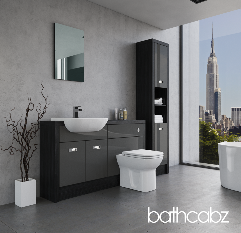 ATHENA HACIENDA BLACK BASE & TALL UNIT BATHROOM FITTED FURNITURE