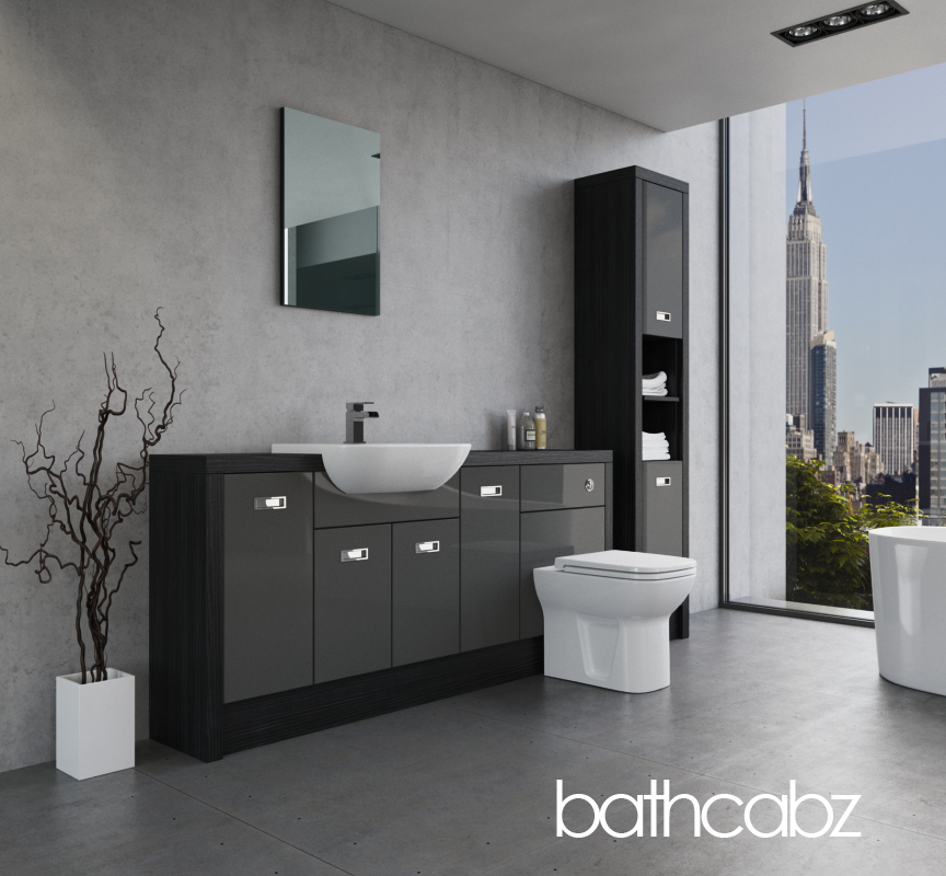 ATHENA HACIENDA BLACK BASE & TALL UNIT BATHROOM FITTED FURNITURE