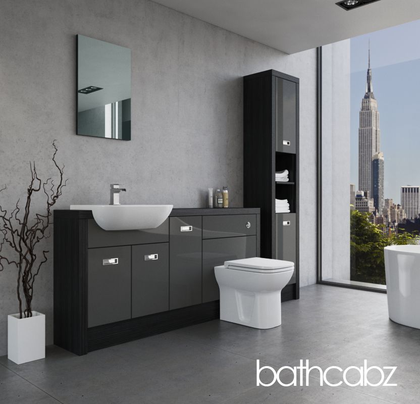 ATHENA HACIENDA BLACK BASE & TALL UNIT BATHROOM FITTED FURNITURE