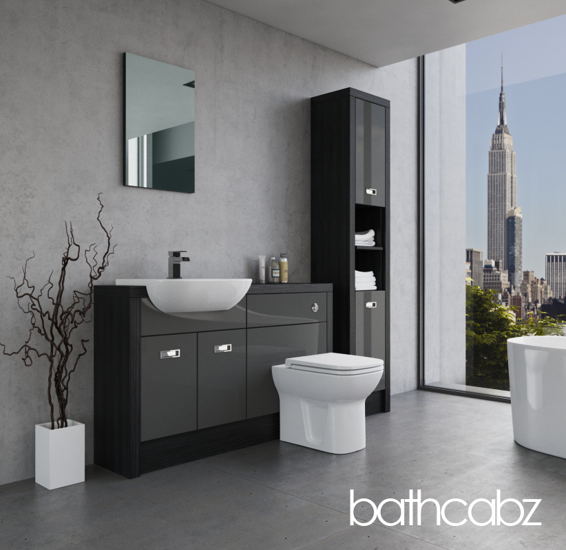 ATHENA HACIENDA BLACK BASE & TALL UNIT BATHROOM FITTED FURNITURE