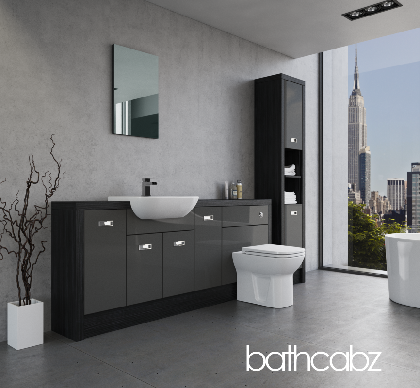 ATHENA HACIENDA BLACK BASE & TALL UNIT BATHROOM FITTED FURNITURE