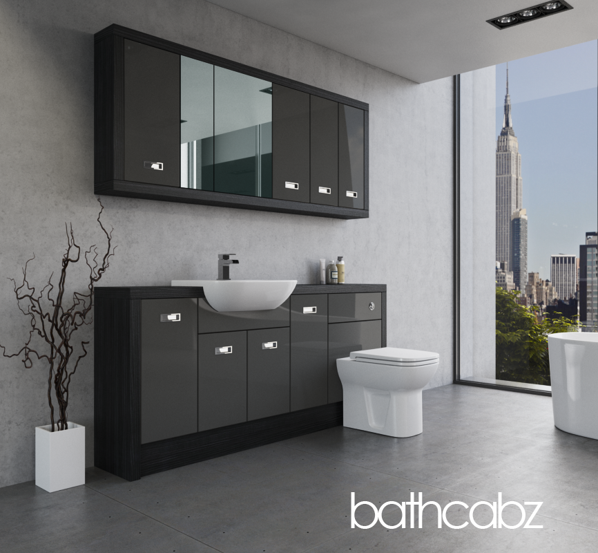 ATHENA HACIENDA BLACK BASE & WALL UNITS BATHROOM FITTED FURNITURE