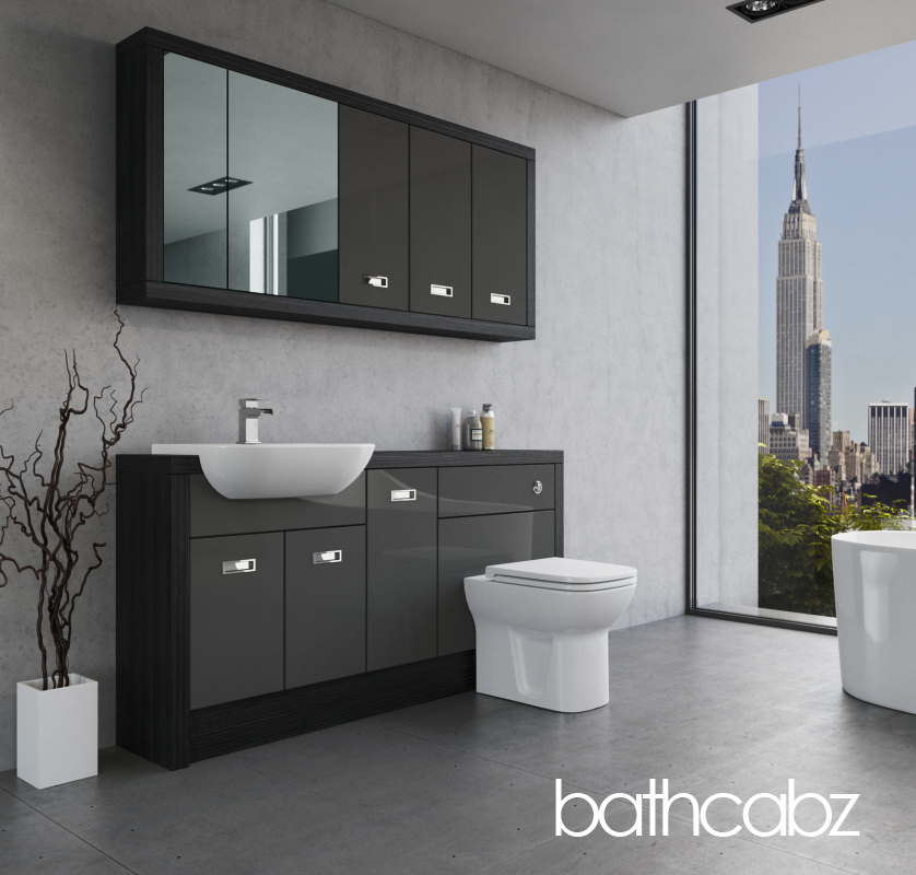 ATHENA HACIENDA BLACK BASE & WALL UNITS BATHROOM FITTED FURNITURE