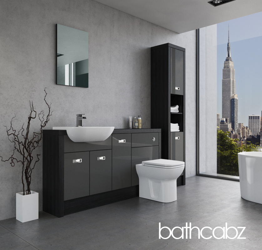 ATHENA HACIENDA BLACK BASE & TALL UNIT BATHROOM FITTED FURNITURE