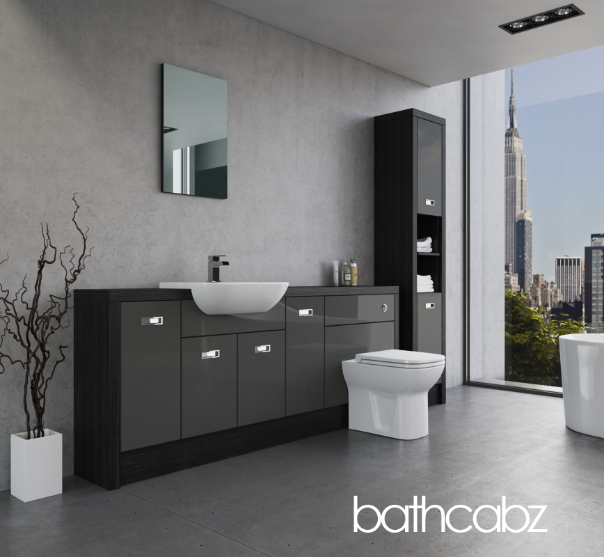 ATHENA HACIENDA BLACK BASE & TALL UNIT BATHROOM FITTED FURNITURE