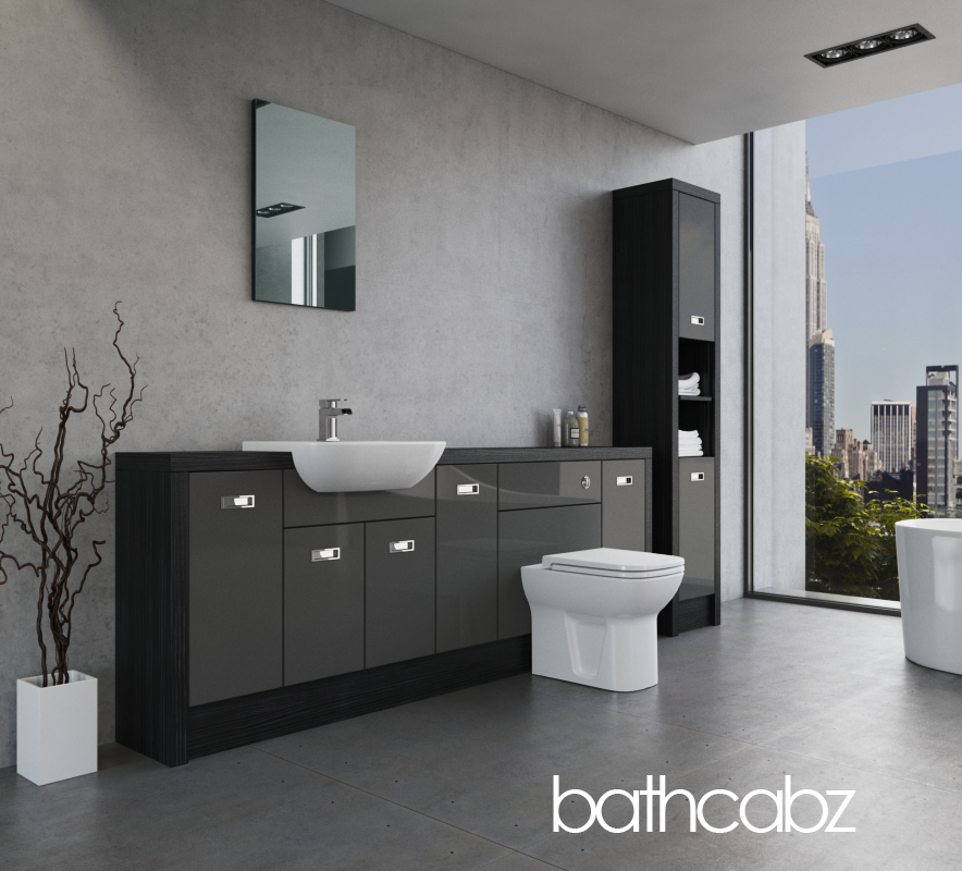 ATHENA HACIENDA BLACK BASE & TALL UNIT BATHROOM FITTED FURNITURE