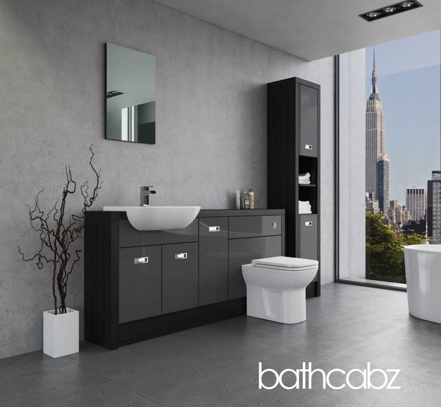 ATHENA HACIENDA BLACK BASE & TALL UNIT BATHROOM FITTED FURNITURE
