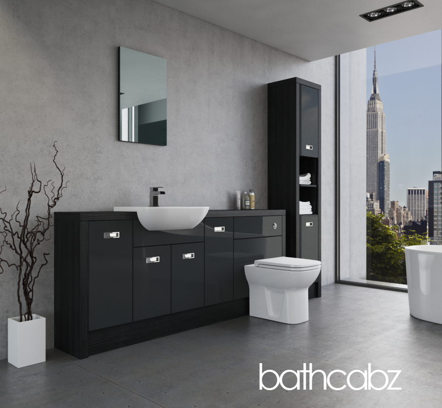 ATHENA HACIENDA BLACK BASE & TALL UNIT BATHROOM FITTED FURNITURE