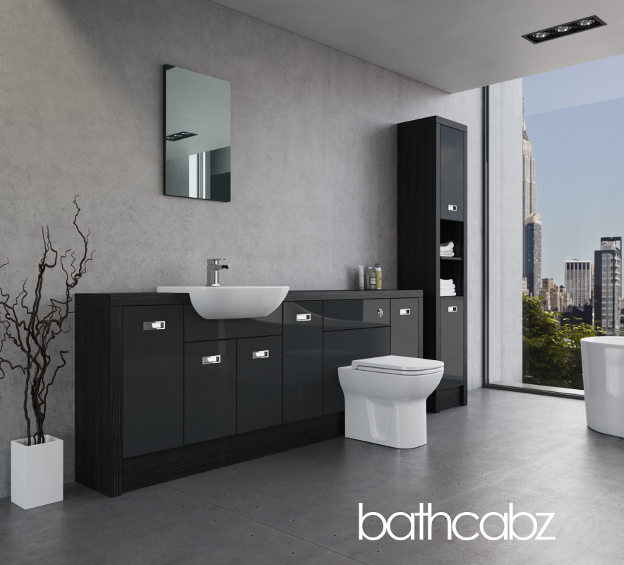 ATHENA HACIENDA BLACK BASE & TALL UNIT BATHROOM FITTED FURNITURE