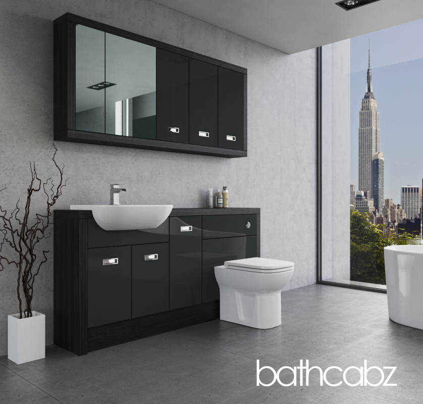 ATHENA HACIENDA BLACK BASE & WALL UNITS BATHROOM FITTED FURNITURE