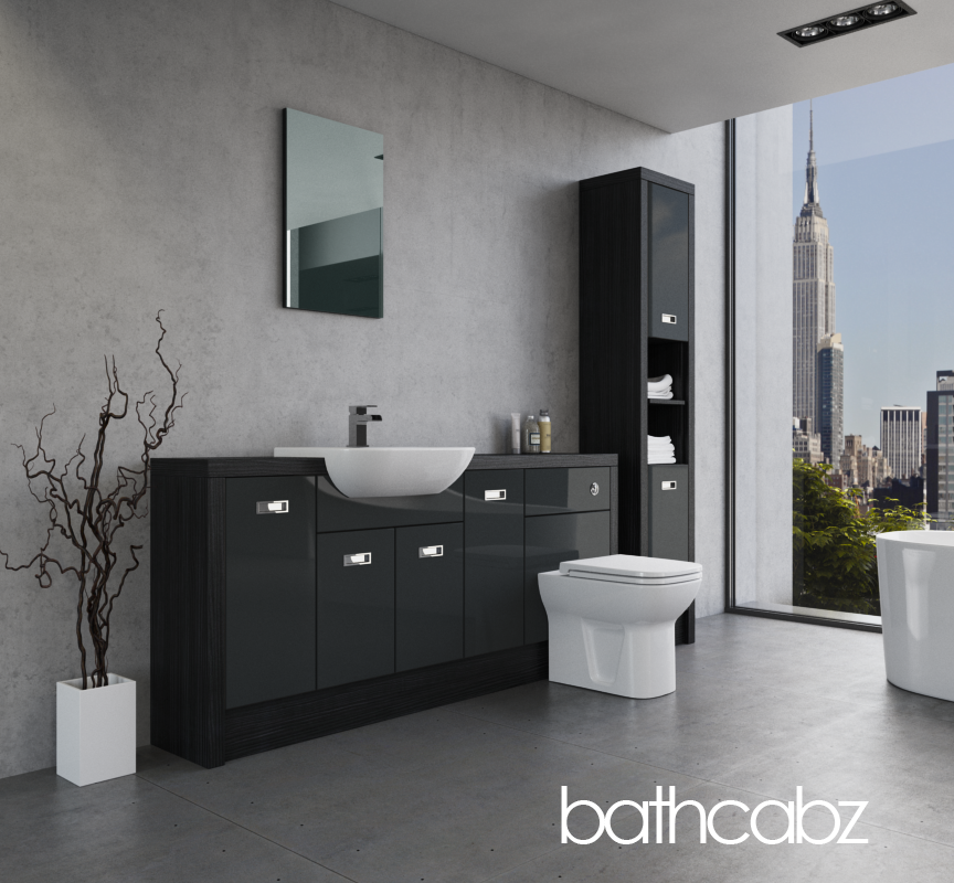 ATHENA HACIENDA BLACK BASE & TALL UNIT BATHROOM FITTED FURNITURE