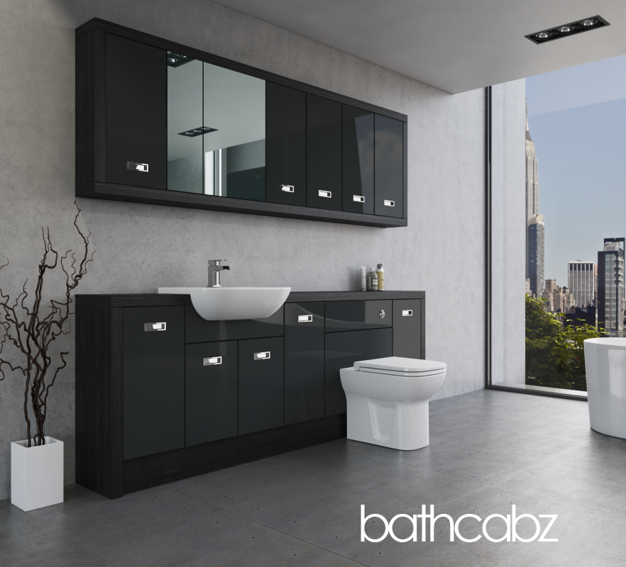 ATHENA HACIENDA BLACK BASE & WALL UNITS BATHROOM FITTED FURNITURE