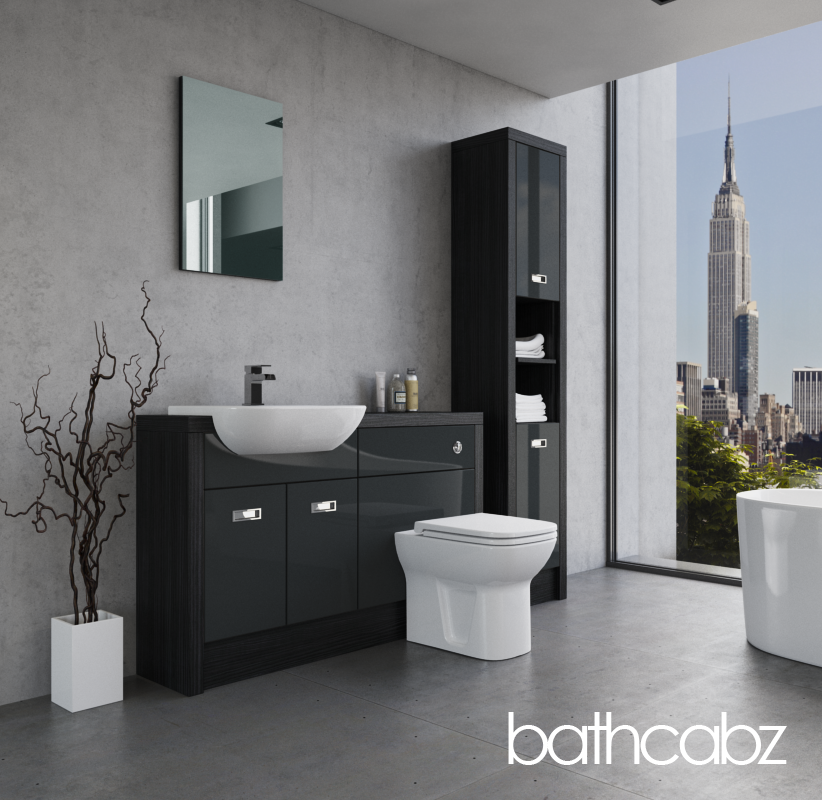 ATHENA HACIENDA BLACK BASE & TALL UNIT BATHROOM FITTED FURNITURE