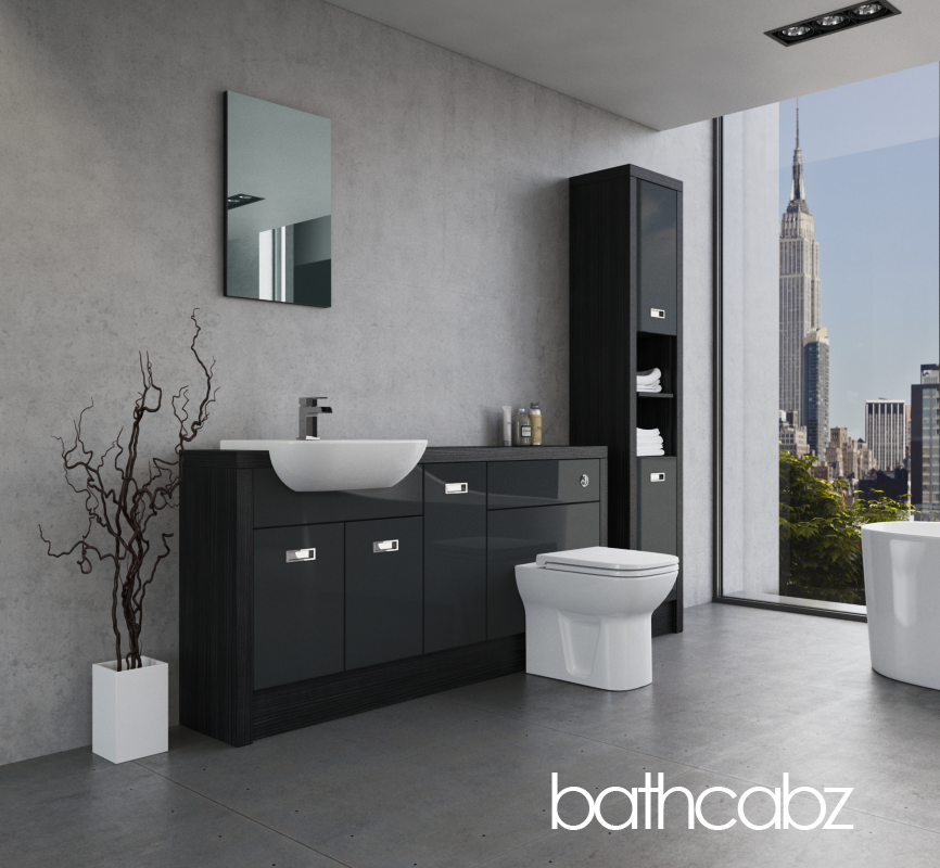 ATHENA HACIENDA BLACK BASE & TALL UNIT BATHROOM FITTED FURNITURE