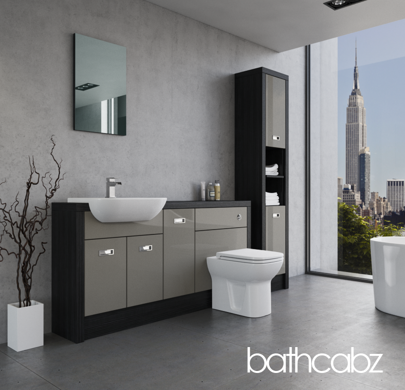 ATHENA HACIENDA BLACK BASE & TALL UNIT BATHROOM FITTED FURNITURE