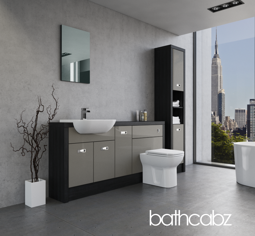 ATHENA HACIENDA BLACK BASE & TALL UNIT BATHROOM FITTED FURNITURE