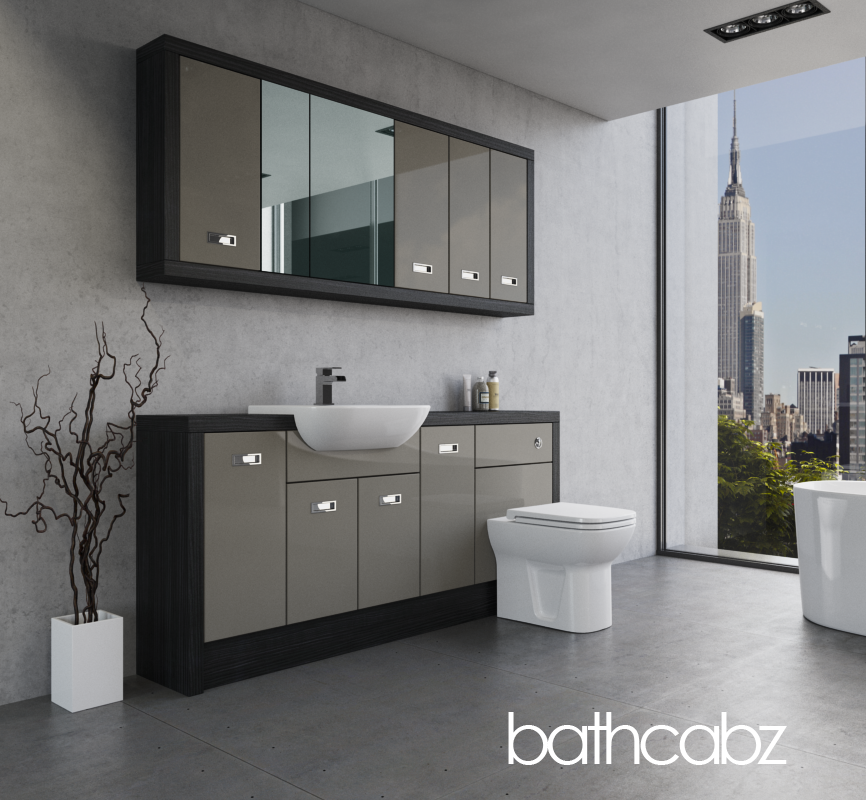 ATHENA HACIENDA BLACK BASE & WALL UNITS BATHROOM FITTED FURNITURE