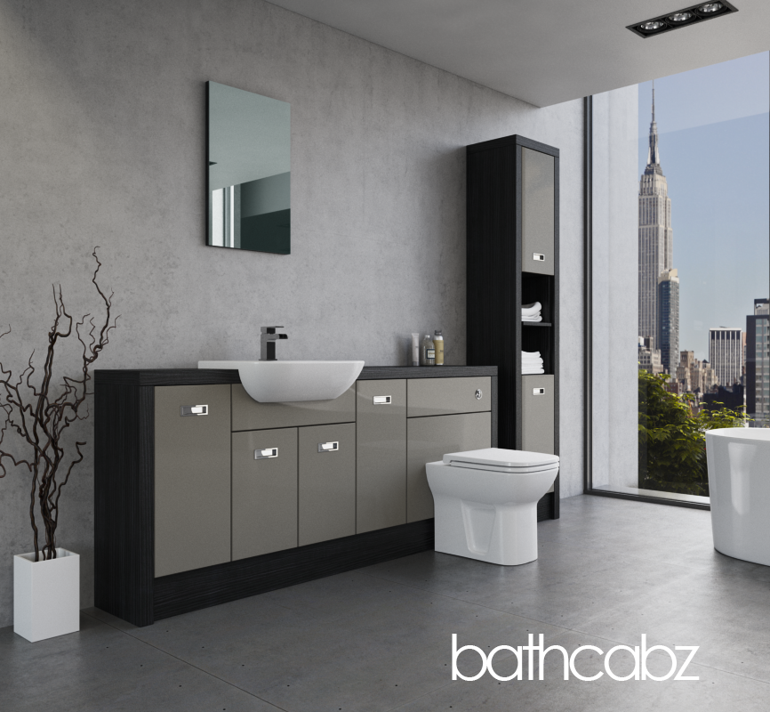ATHENA HACIENDA BLACK BASE & TALL UNIT BATHROOM FITTED FURNITURE