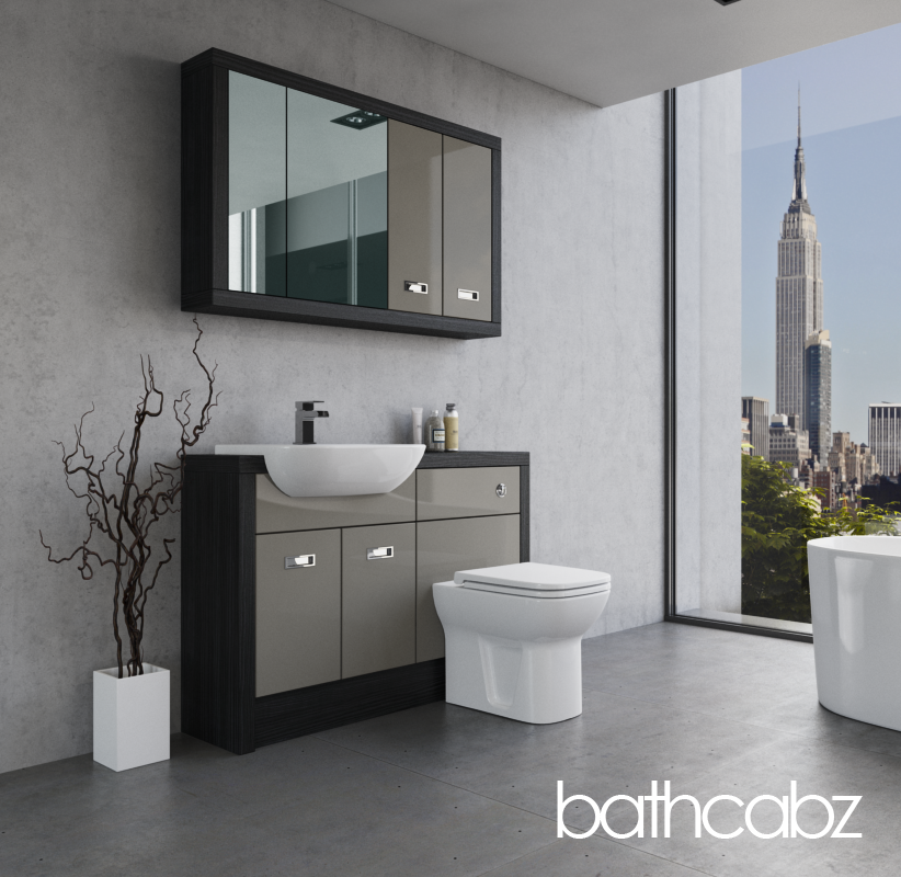 ATHENA HACIENDA BLACK BASE & WALL UNITS BATHROOM FITTED FURNITURE