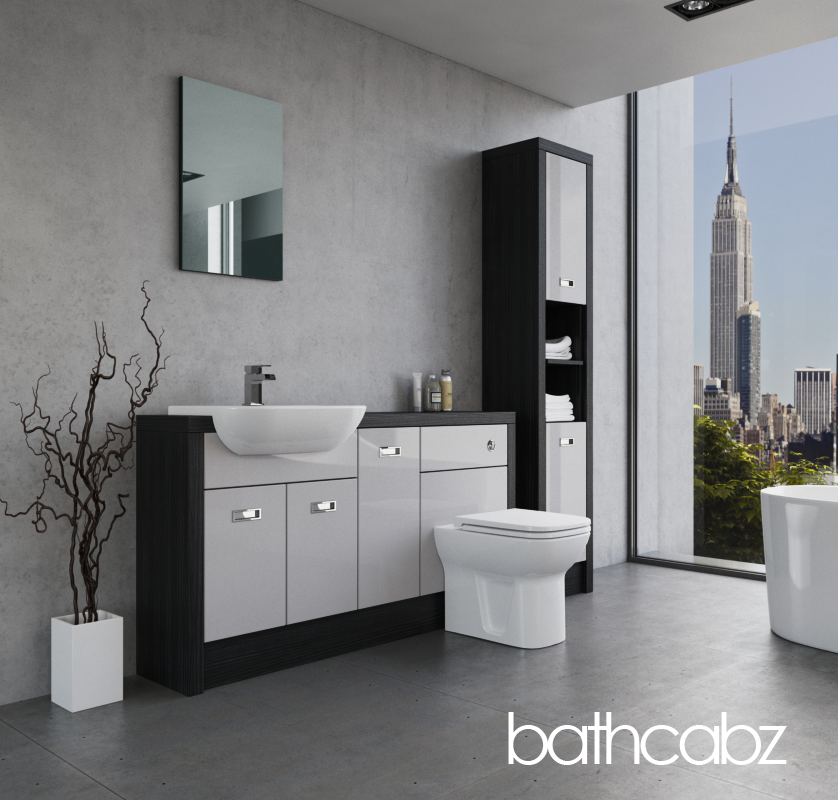 ATHENA HACIENDA BLACK BASE & TALL UNIT BATHROOM FITTED FURNITURE