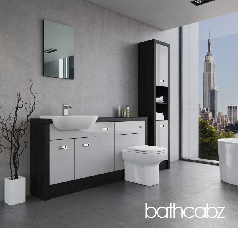 ATHENA HACIENDA BLACK BASE & TALL UNIT BATHROOM FITTED FURNITURE