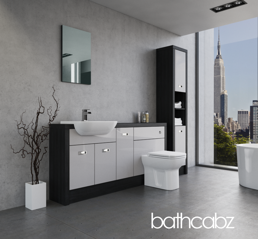 ATHENA HACIENDA BLACK BASE & TALL UNIT BATHROOM FITTED FURNITURE