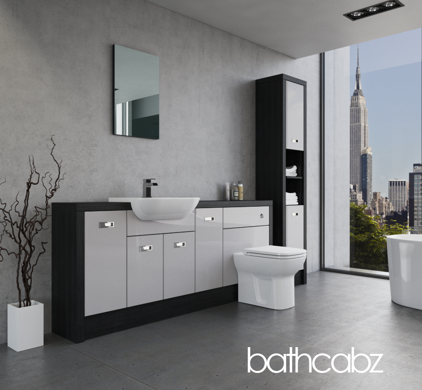 ATHENA HACIENDA BLACK BASE & TALL UNIT BATHROOM FITTED FURNITURE