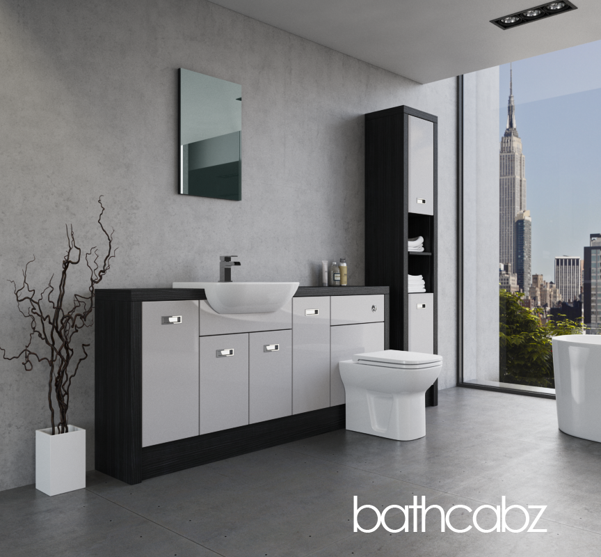 ATHENA HACIENDA BLACK BASE & TALL UNIT BATHROOM FITTED FURNITURE