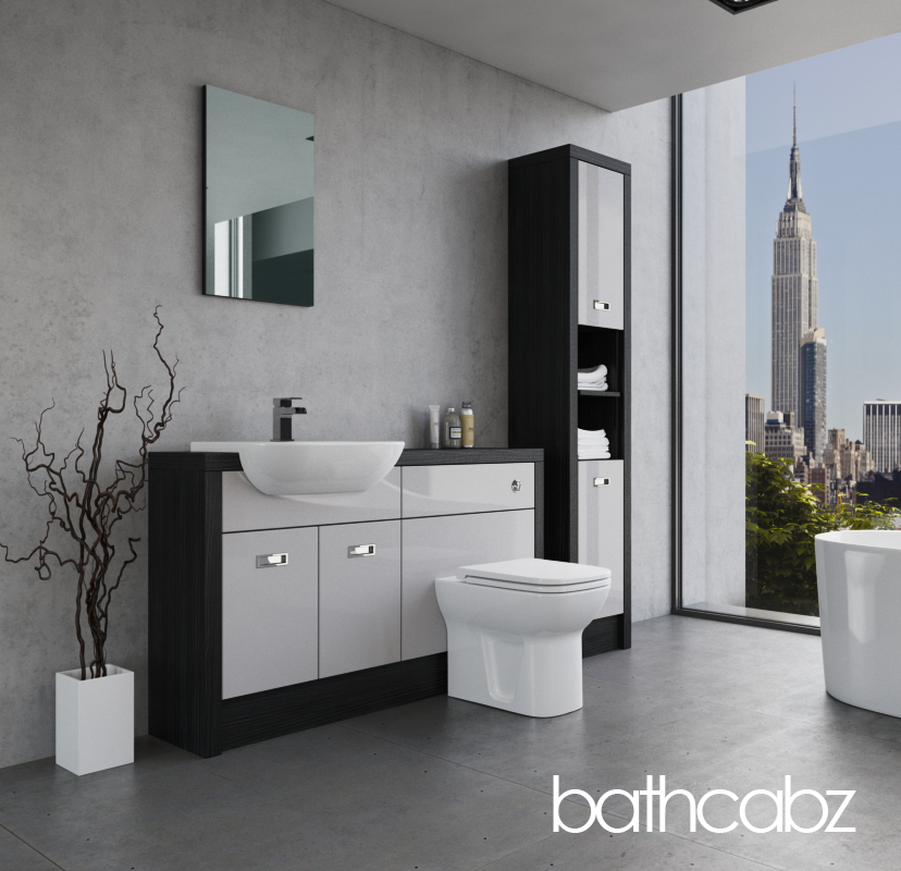 ATHENA HACIENDA BLACK BASE & TALL UNIT BATHROOM FITTED FURNITURE