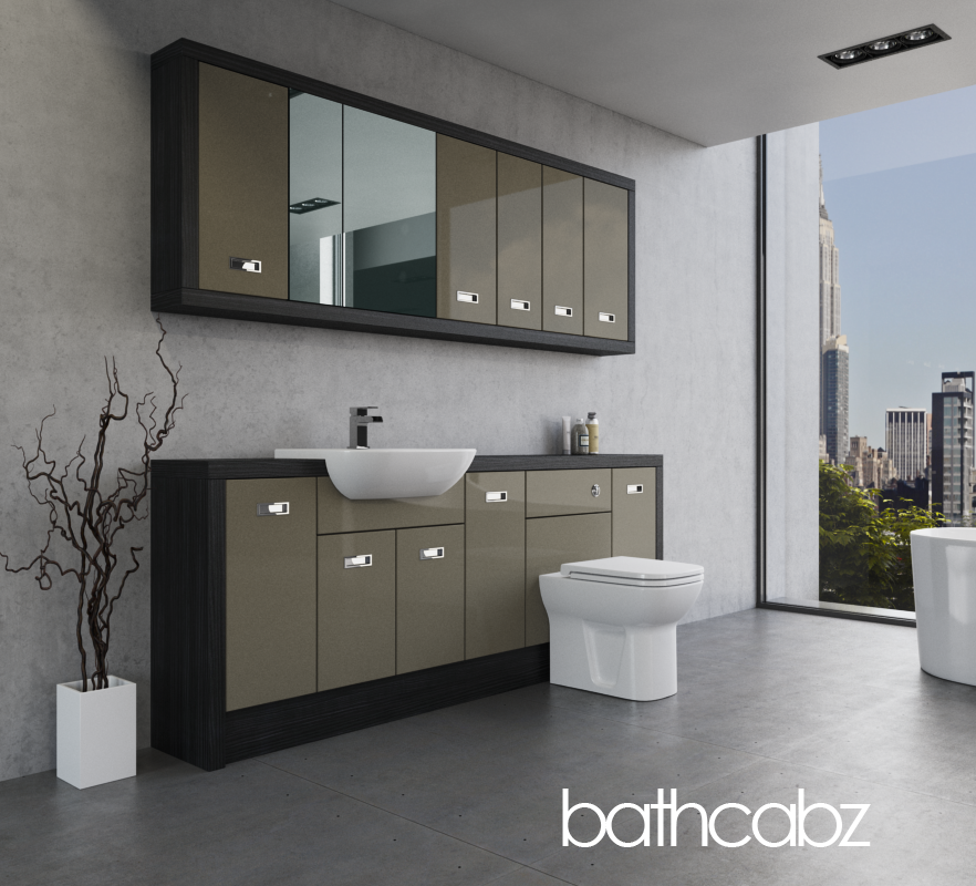 ATHENA HACIENDA BLACK BASE & WALL UNITS BATHROOM FITTED FURNITURE