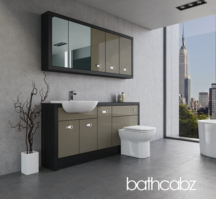ATHENA HACIENDA BLACK BASE & WALL UNITS BATHROOM FITTED FURNITURE