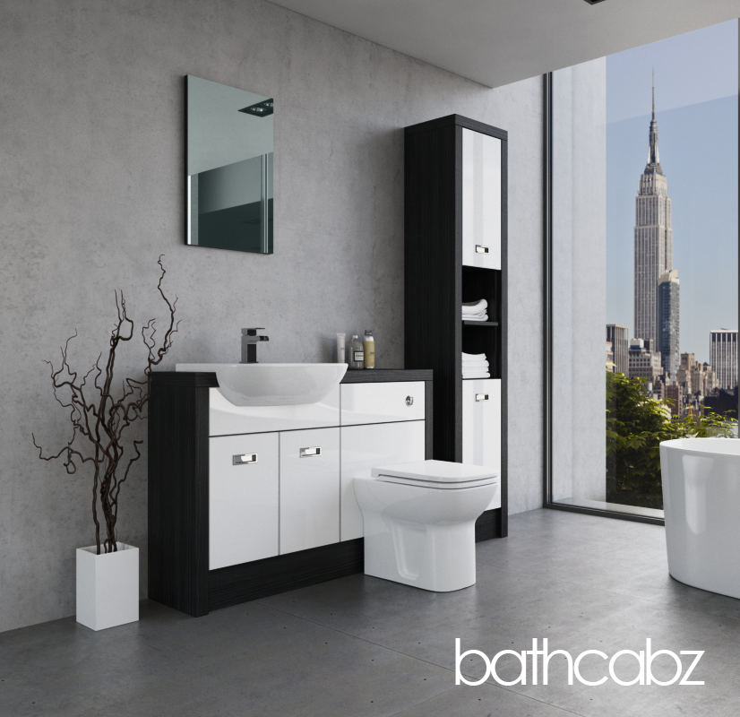 ATHENA HACIENDA BLACK BASE & TALL UNIT BATHROOM FITTED FURNITURE