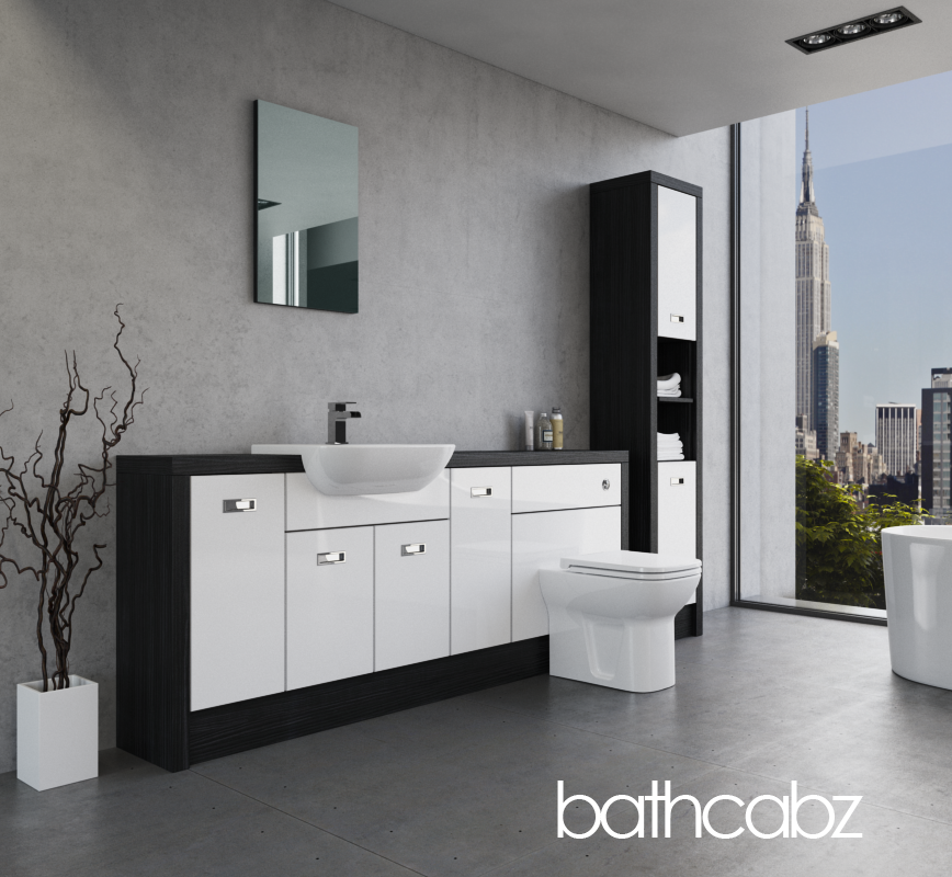 ATHENA HACIENDA BLACK BASE & TALL UNIT BATHROOM FITTED FURNITURE