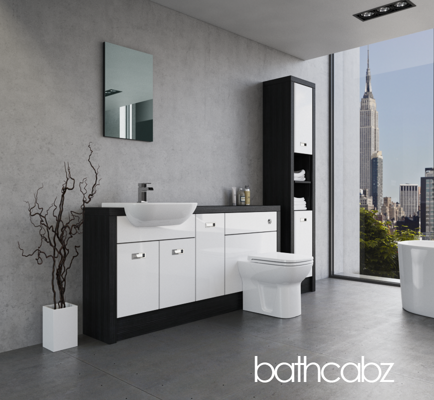 ATHENA HACIENDA BLACK BASE & TALL UNIT BATHROOM FITTED FURNITURE