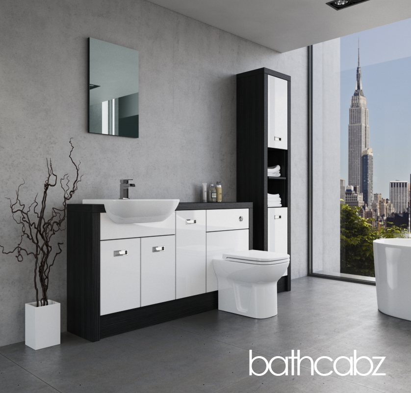 ATHENA HACIENDA BLACK BASE & TALL UNIT BATHROOM FITTED FURNITURE