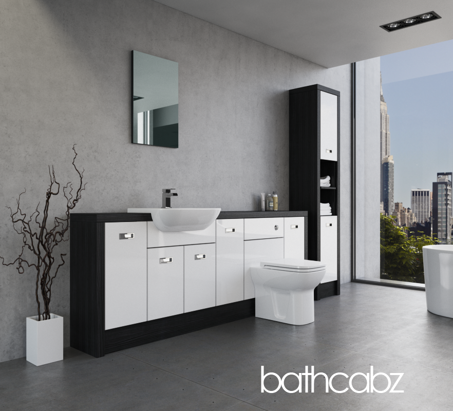 ATHENA HACIENDA BLACK BASE & TALL UNIT BATHROOM FITTED FURNITURE