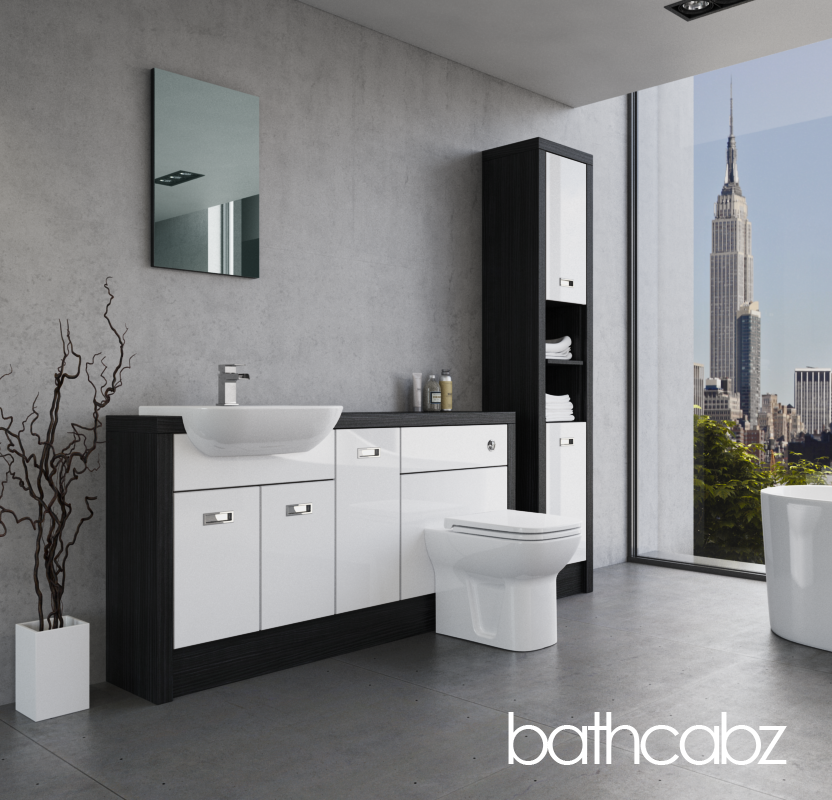 ATHENA HACIENDA BLACK BASE & TALL UNIT BATHROOM FITTED FURNITURE