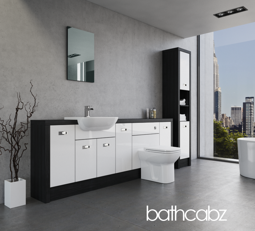ATHENA HACIENDA BLACK BASE & TALL UNIT BATHROOM FITTED FURNITURE