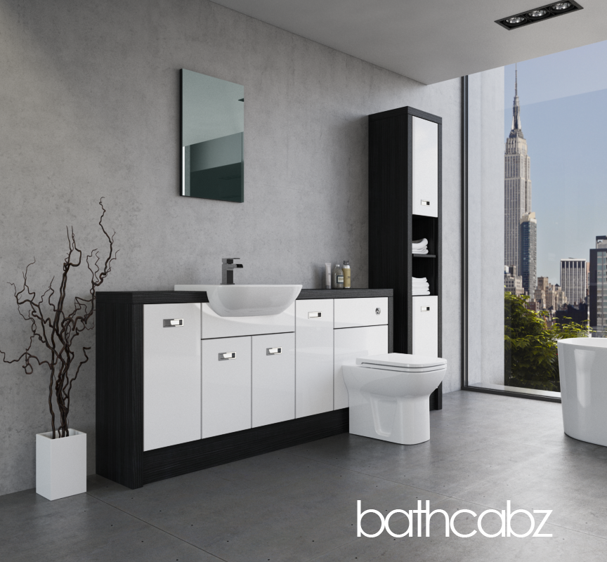 ATHENA HACIENDA BLACK BASE & TALL UNIT BATHROOM FITTED FURNITURE