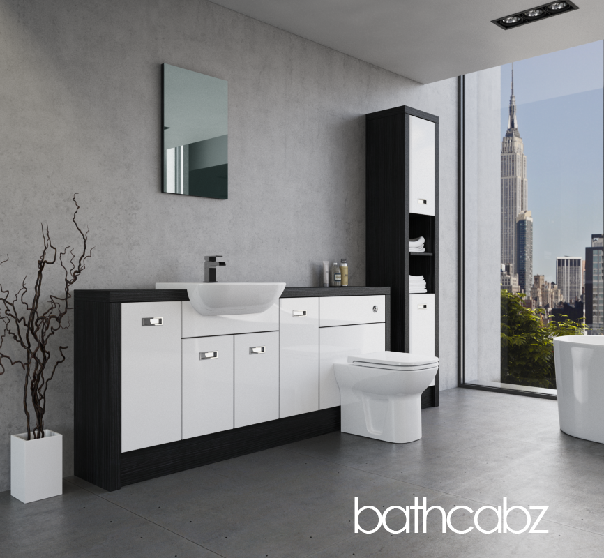 ATHENA HACIENDA BLACK BASE & TALL UNIT BATHROOM FITTED FURNITURE
