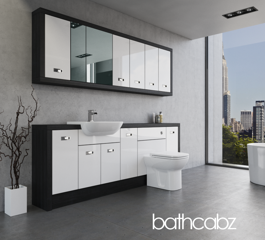 ATHENA HACIENDA BLACK BASE & WALL UNITS BATHROOM FITTED FURNITURE